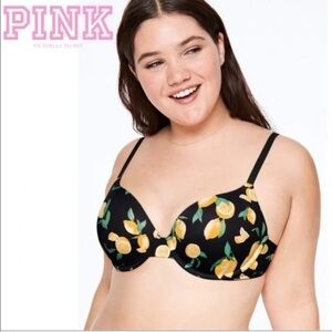 Victoria's Secret PINK Black Lemon Print Bra 34DD